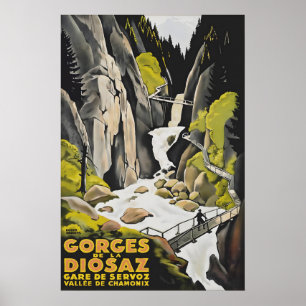 Poster Vintage Gorges de la Diosaz Chamonix França Viagem