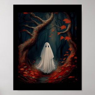 Poster Vintage Gótica Floral Halloween Ghost Perdido No