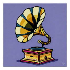 Póster Vintage Gramophone Glossy Poster