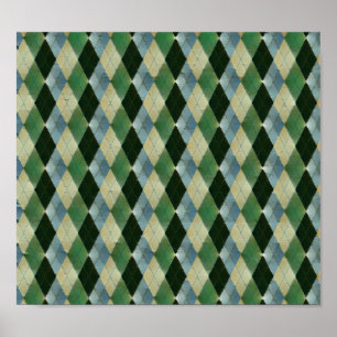Poster Vintage Green Beige geometrics Rua padrão Patrick