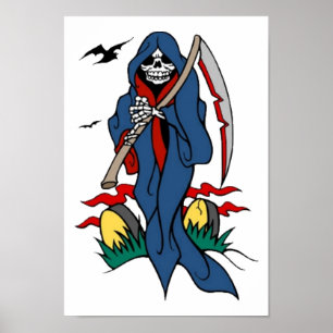 Poster Vintage Grim Reaper Tattoo Art