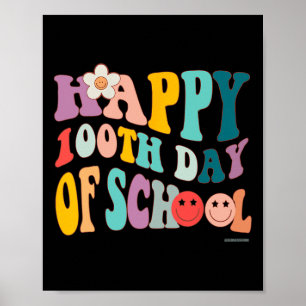 Poster Vintage Groovy 100 Dias De Escola Para Estudo De P