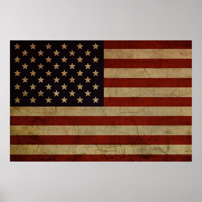Poster Vintage Grunge American Flag (Frente)