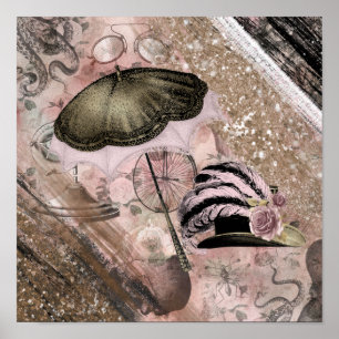 Poster Vintage Grunge Steampunk Glam Victorian Hat