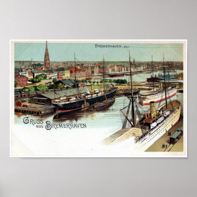 Poster Vintage Gruss aus Bremerhaven litho (Frente)