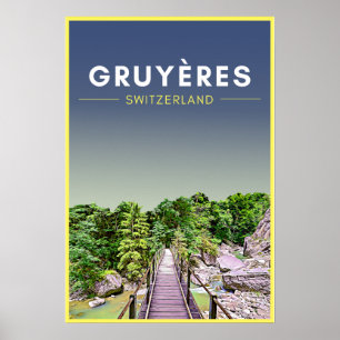 Poster Vintage Gruyeres Suiça