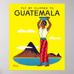 Poster Vintage Guatemala Air Turismo Viagem
