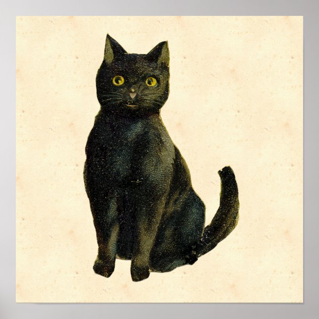 Póster Vintage Halloween Cat (Frente)