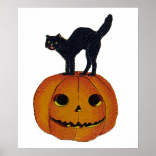 Poster Vintage Halloween Cat