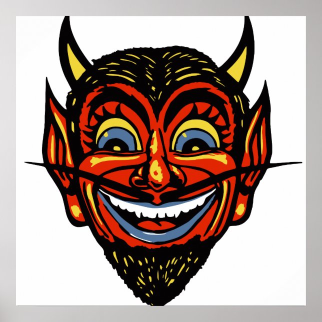 Poster Vintage Halloween Devil Head (Frente)