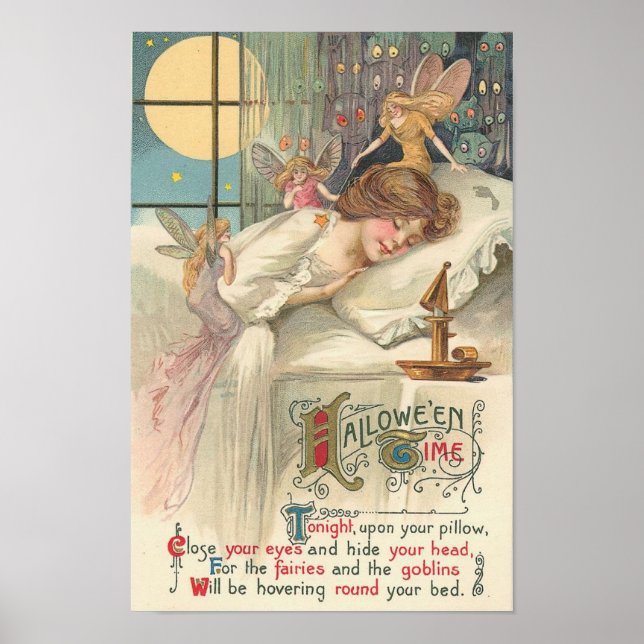 Póster Vintage Halloween Fairies (Frente)