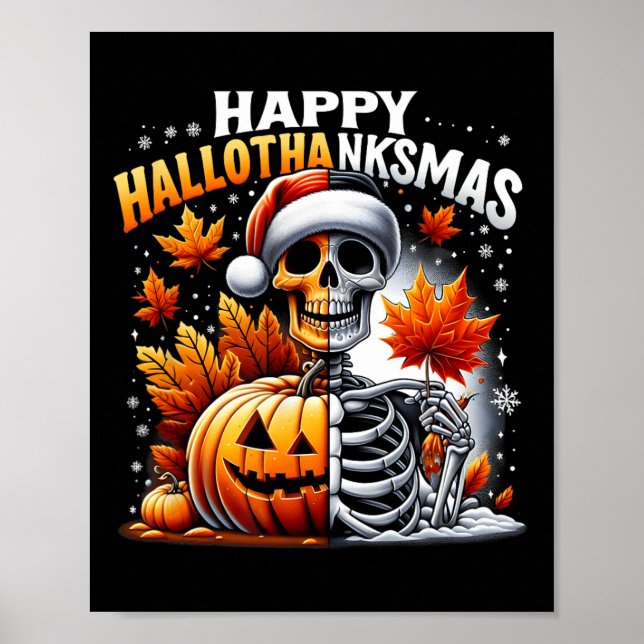 Poster Vintage Halloween Feliz Natal HalloGraças (Frente)