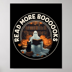 Poster Vintage Halloween Ghost Leia Mais Livros Black Cat