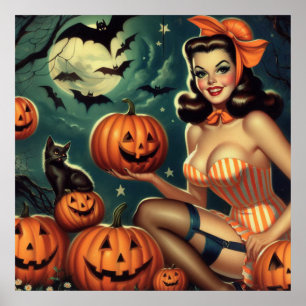 Poster Vintage Halloween Pin Up