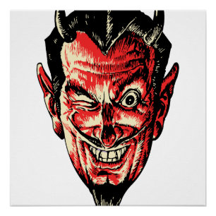 Póster Vintage Halloween Red Devil