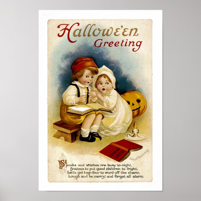 Póster Vintage Halloween Saudação (Frente)