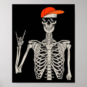 Poster Vintage Halloween Skeleton Rock On-hand Skeleton M