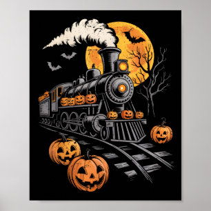 Poster Vintage Halloween Train Jack O Lanterna Pumpkin Me
