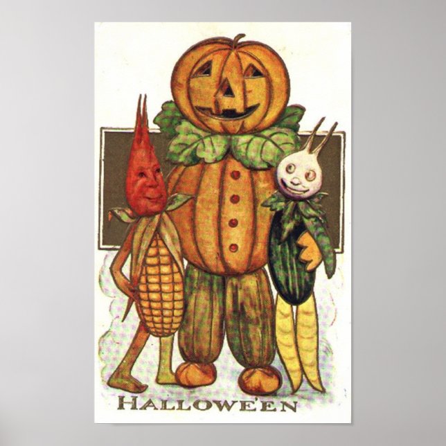 Poster Vintage Halloween Veggies (Frente)