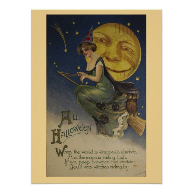 Póster Vintage Halloween Witch (Frente)
