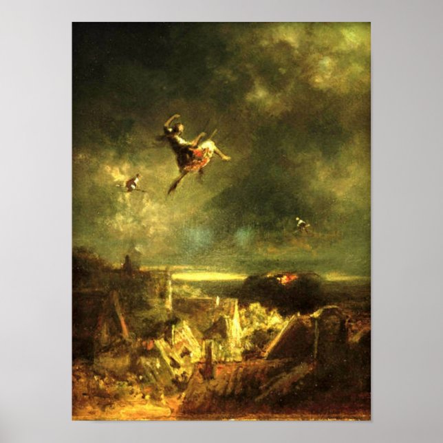 Poster Vintage-Halloween Witches Ride (Frente)