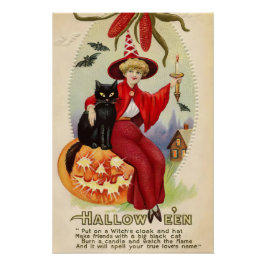 Póster Vintage Halloween Witness e Black Cat
