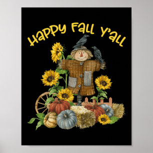 Poster Vintage Happy Fall Y Scarecrow Graças Ha