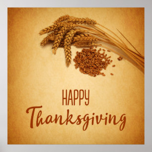 Poster Vintage Happy Thankanding Wheat Corn