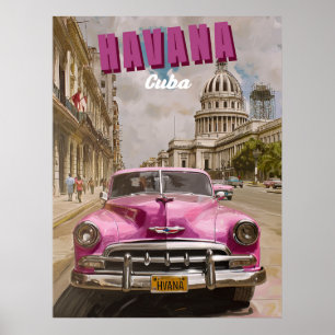 Poster Vintage Havana Vibes: Capital Nacional