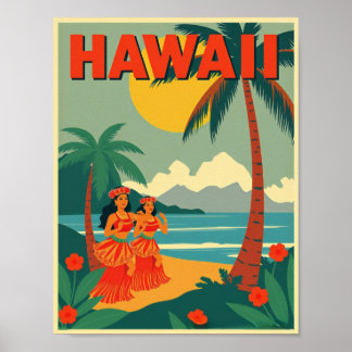 Poster Vintage Hawaii Viagem