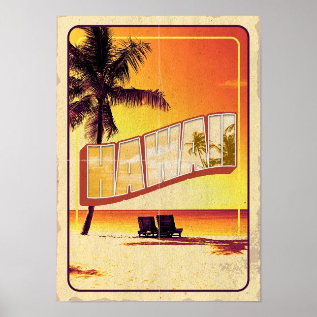 Poster Vintage Hawaii - Viagem (Frente)