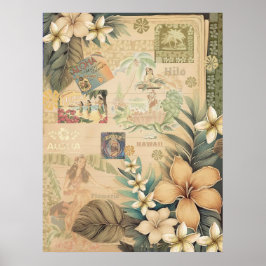 Poster Vintage Hawaiian Scrapbook Hilo Hula