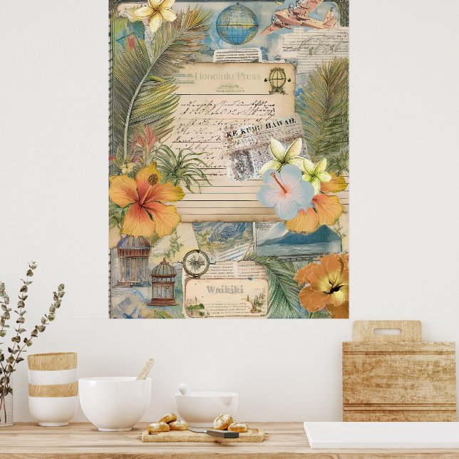 Poster Vintage Hawaiian Scrapbook Page 3 (Cozinha)