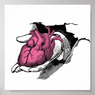 Poster Vintage Heart On Hand Through Crack