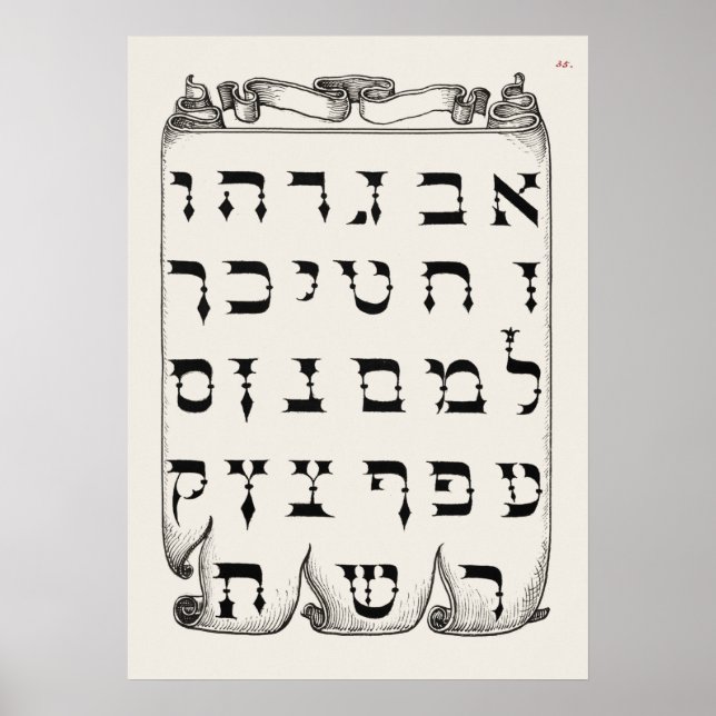 Poster Vintage Hebrew Alphabet (Frente)