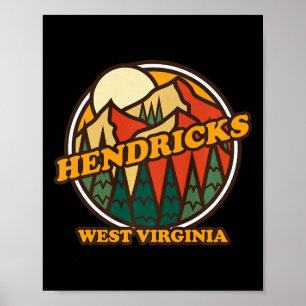 Poster Vintage Hendricks West Virginia Caminhada na Monta