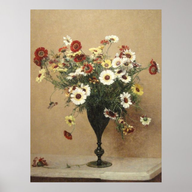 Poster Vintage Henri Latour Flowers chrysanthemums (Frente)