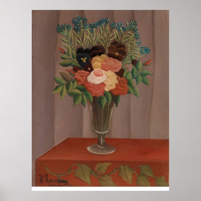 Poster Vintage Henri Rousseau Buquê de Flores (Frente)