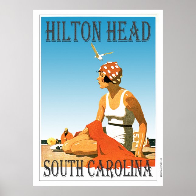 Póster Vintage Hilton Head Beach Scene (Frente)