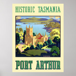 Poster vintage histórico do Porto da Tasmânia Ar