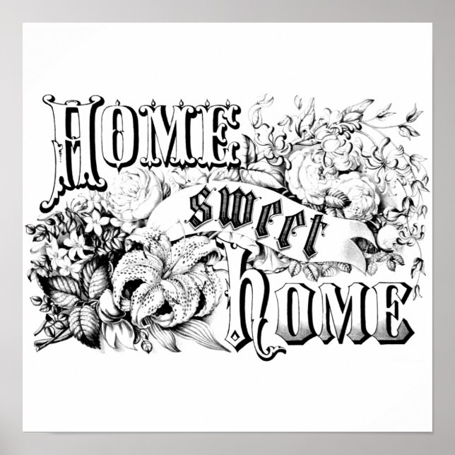 Póster Vintage Home Sweet Home Decor e presentes (Frente)