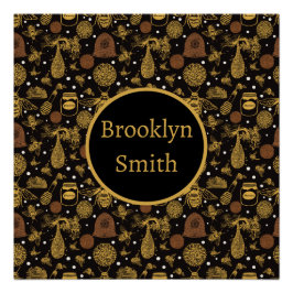 Póster Vintage Honey Bumblebee Black