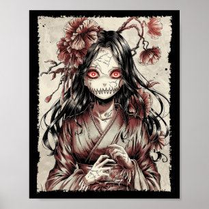 Poster Vintage Horror Anime Girl Manga Japonês Creepy Ha
