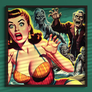 Poster Vintage Horror Creepy Girl