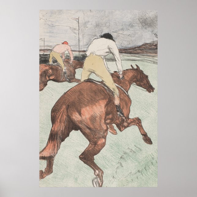 Poster Vintage Horse Race Sketch Art Drawing (Frente)