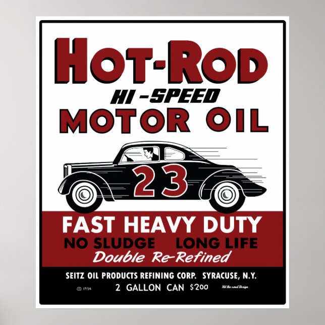 Póster Vintage Hot Rod Motor Oil tin pode design (Frente)