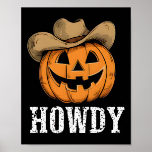 Poster Vintage Howdy Pumpkin Cowboy Ocidental