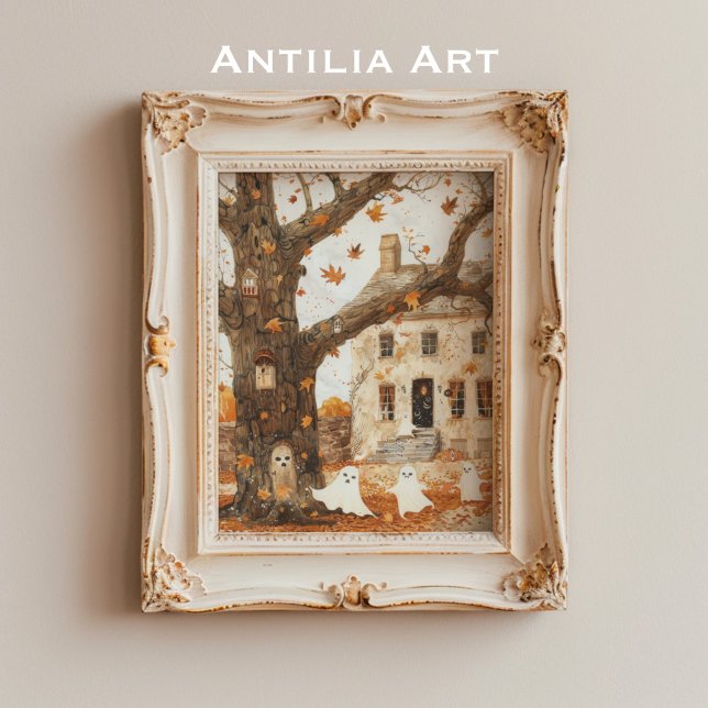 Poster Vintage Hunted House Pintura de Fantasmas Imaginos (Criador carregado)