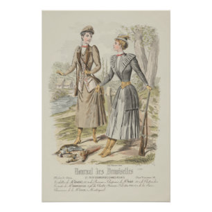 Póster Vintage Hunting Outfit Victorian French Vintage Ad