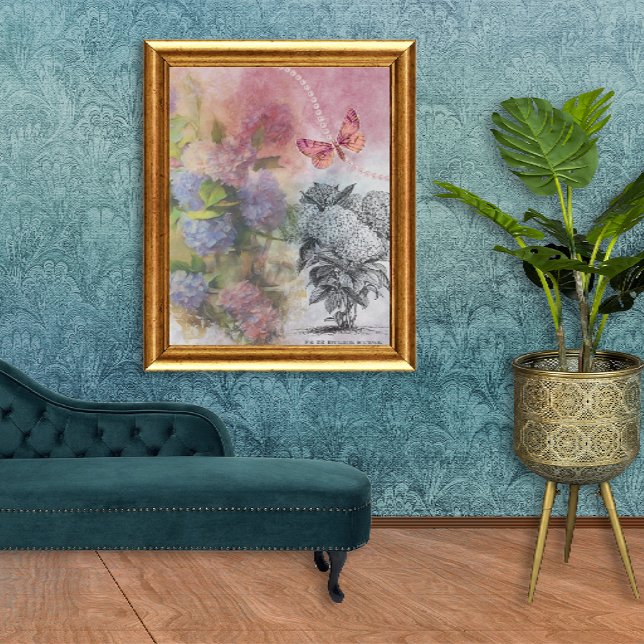Poster Vintage Hydrangea Luxury Elegance (Criador carregado)